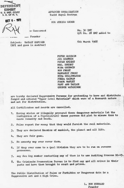 Blog Fair Game HCO Ethics Order 1968